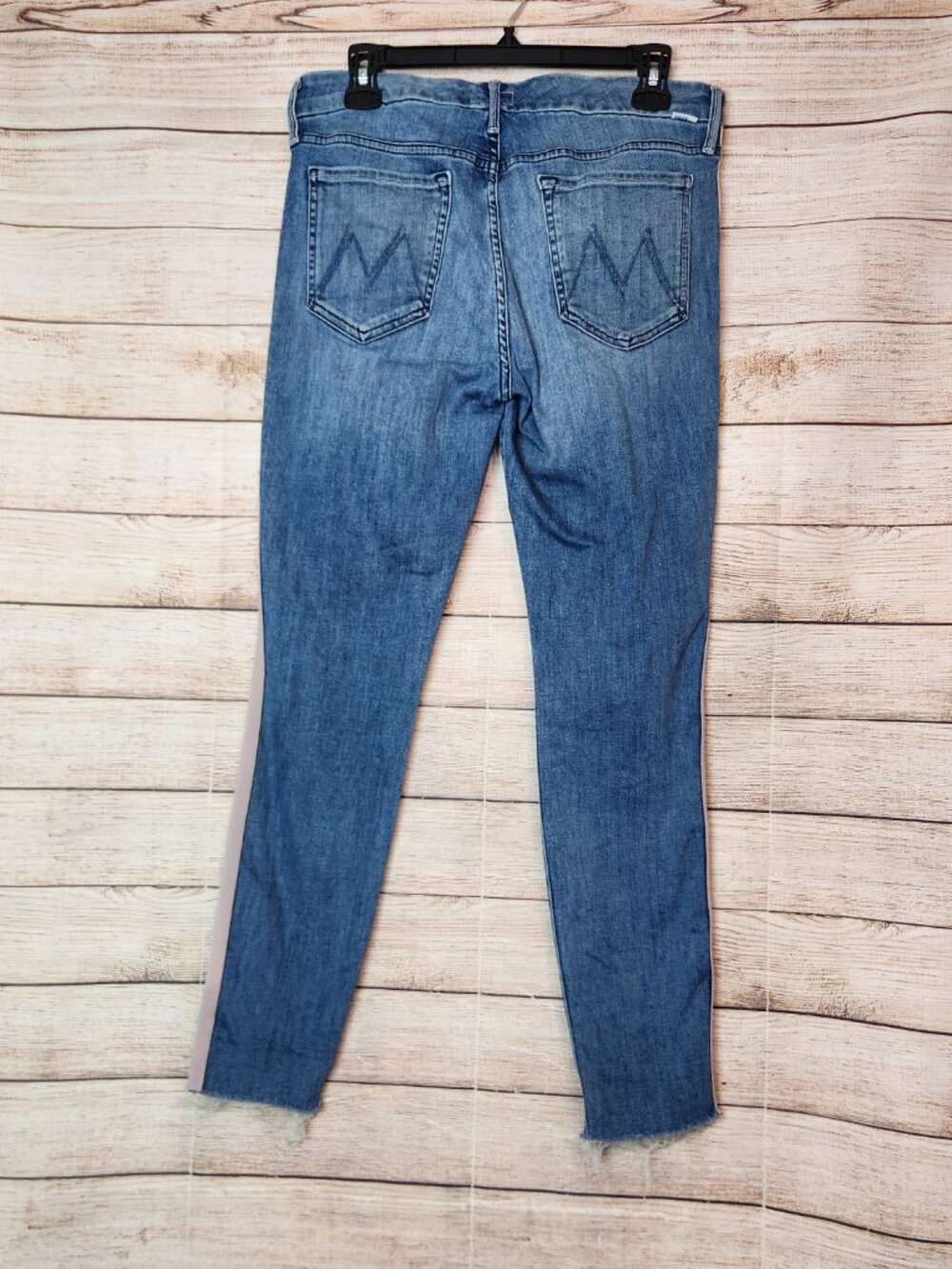 Mother Jeans Thunder Struck Racer Stripe Size 30 by 29 Inseam Raw Hem - Picture 6 of 15